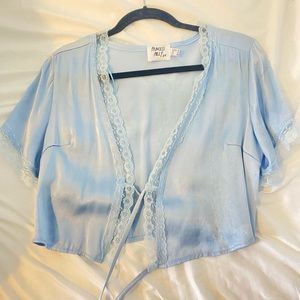 Princess Polly blue laced tie top